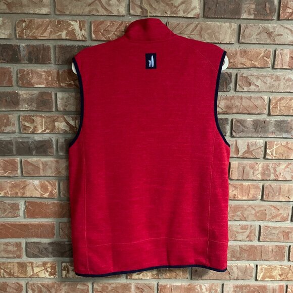 Johnnie-O Red Blue Men's Medium Full Zip Lined Preppy Golf Outdoor Vest EUC - Picture 2 of 12